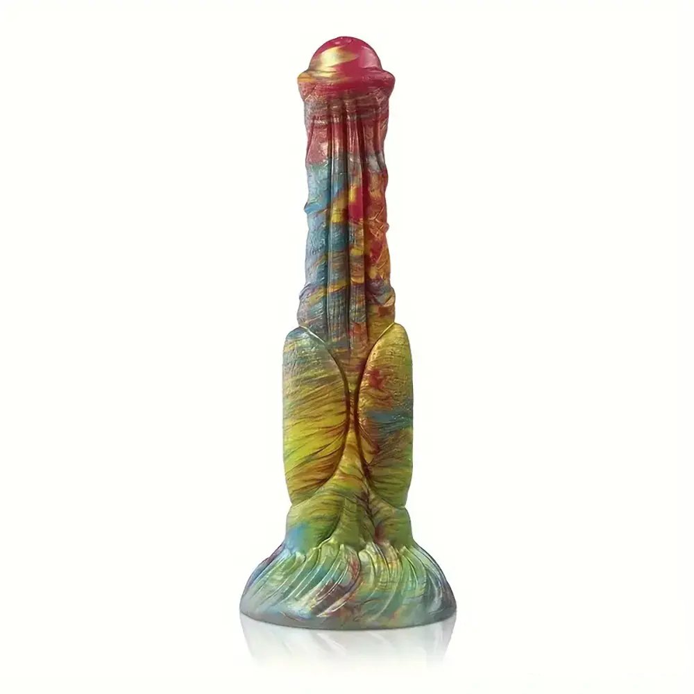 Rainbow Horse Dildo 9.4 in - Silicone Knot Dildo