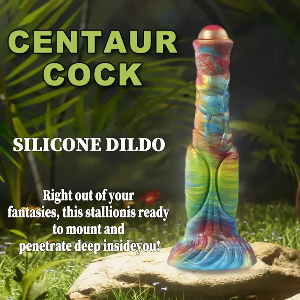 Rainbow Horse Dildo 9.4 in - Silicone Knot Dildo