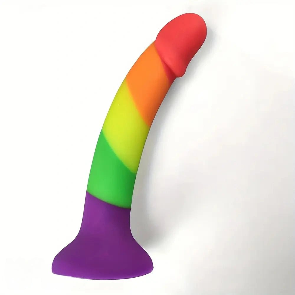 Rainbow Swirl Curved Dildo - Realistic Silicone Dildo