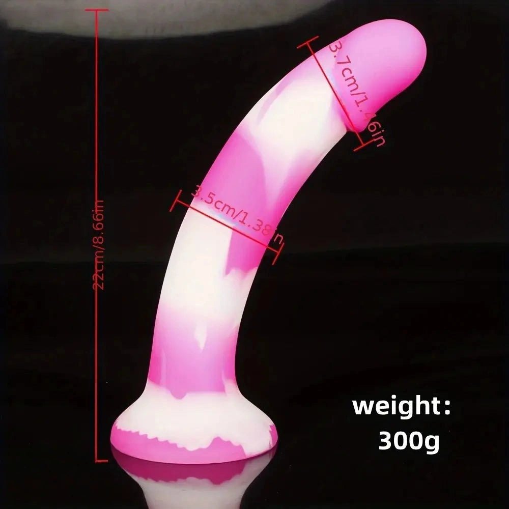 Rainbow Swirl Curved Dildo - Realistic Silicone Dildo