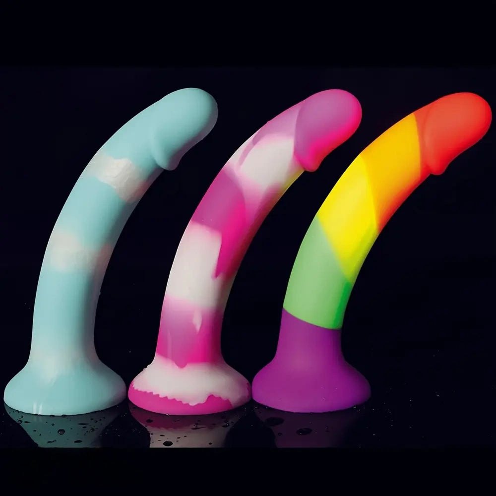 Rainbow Swirl Curved Dildo - Realistic Silicone Dildo