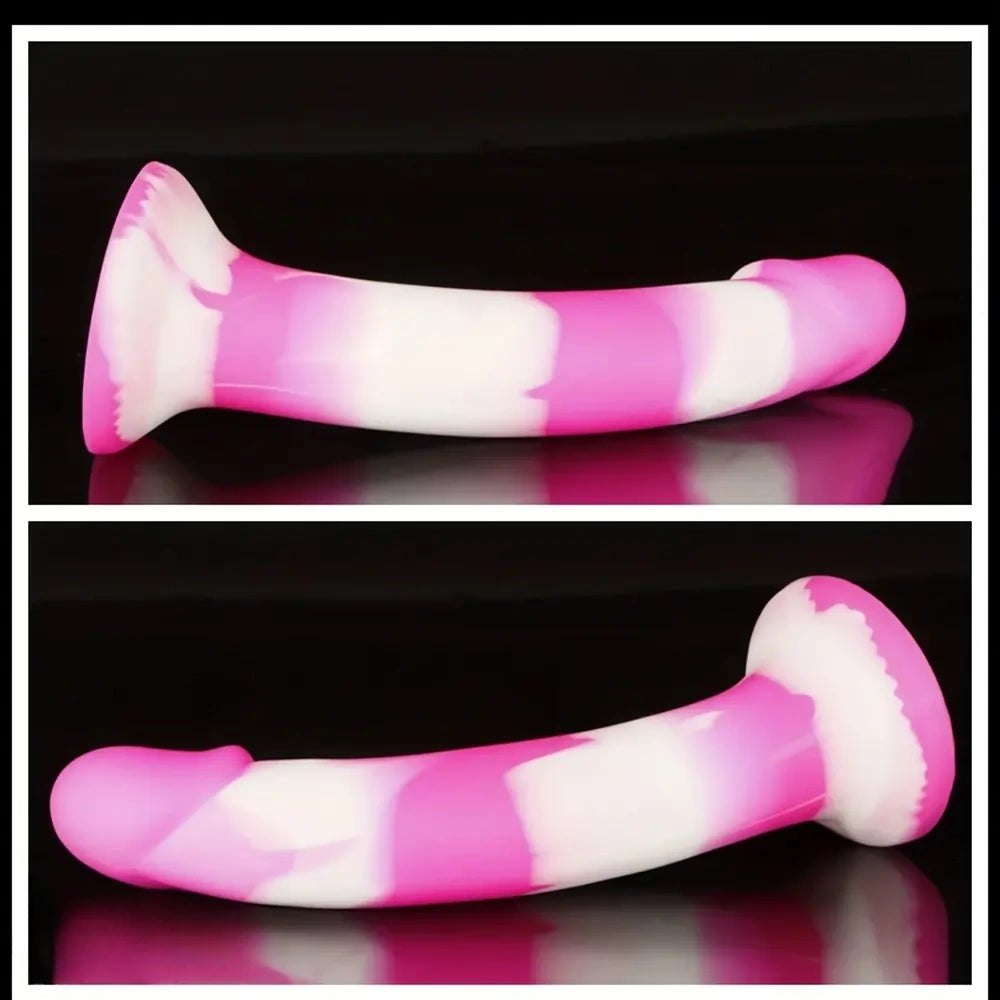 Rainbow Swirl Curved Dildo - Realistic Silicone Dildo