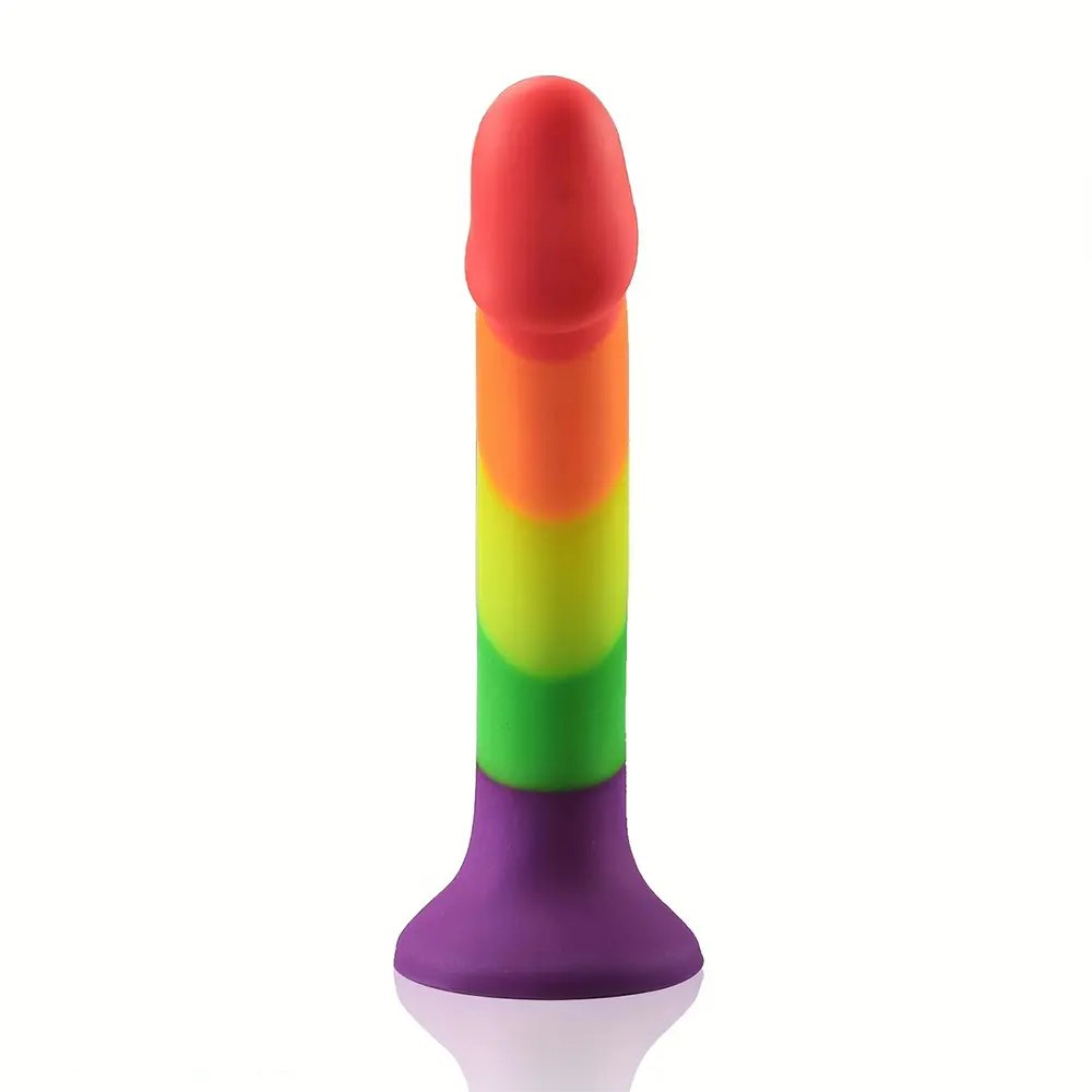 Rainbow Swirl Curved Dildo - Realistic Silicone Dildo
