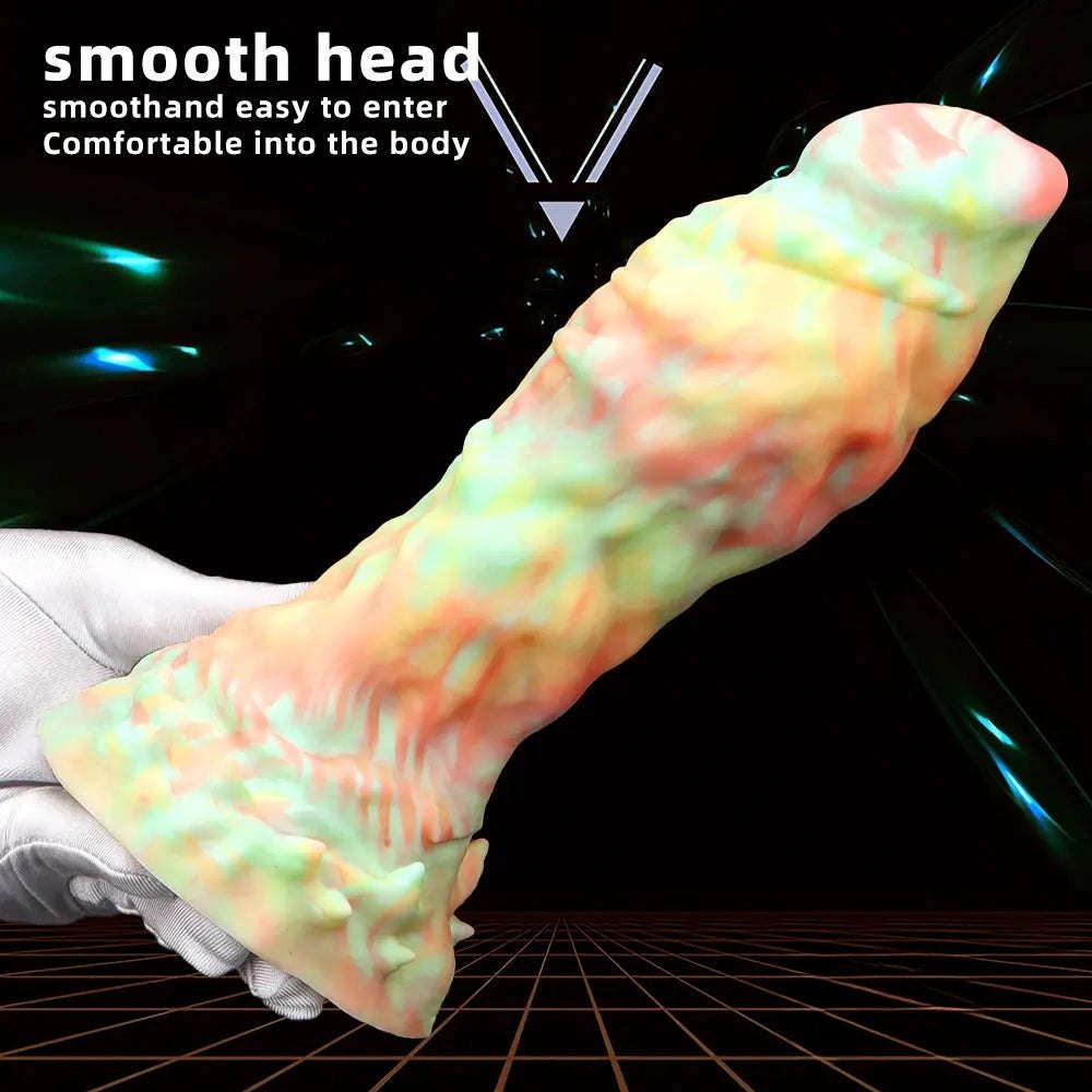 Rainbow Swirl Fantasy Dildo 9in - Silicone Monster Dildo