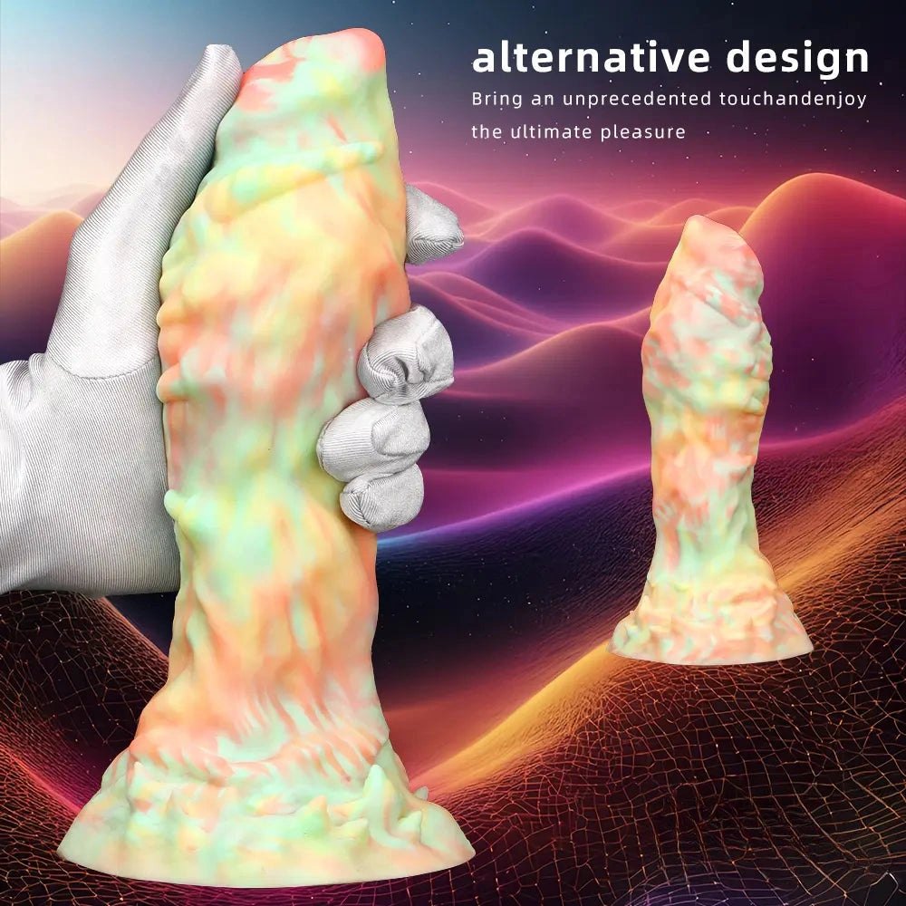 Rainbow Swirl Fantasy Dildo 9in - Silicone Monster Dildo