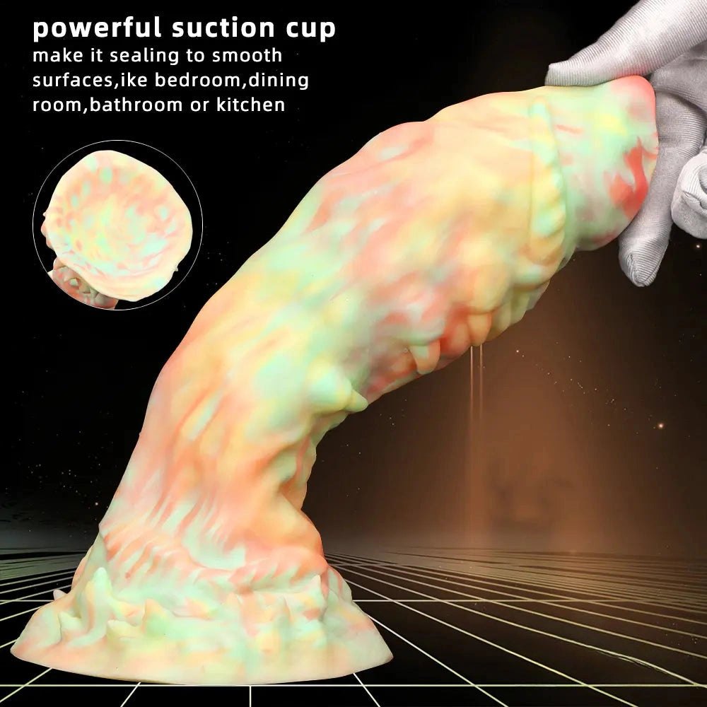 Rainbow Swirl Fantasy Dildo 9in - Silicone Monster Dildo
