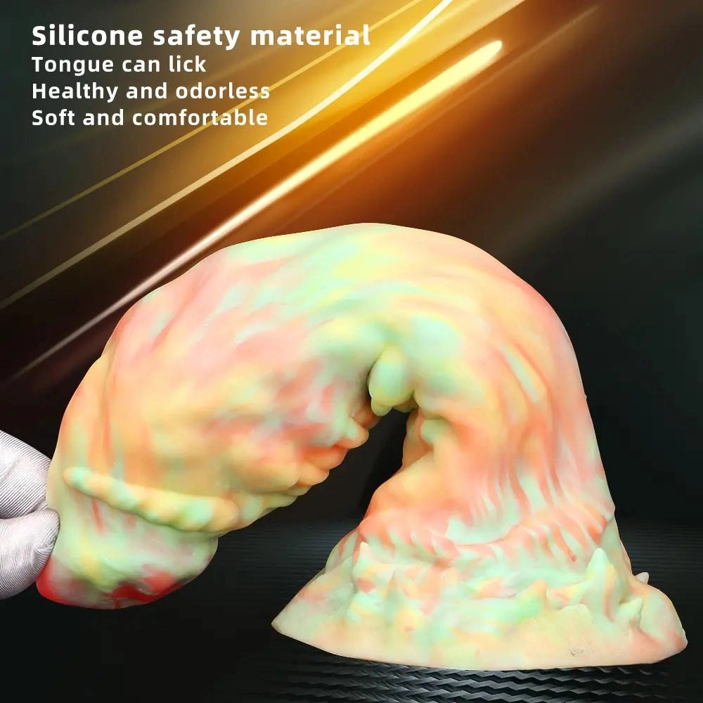 Rainbow Swirl Fantasy Dildo 9in - Silicone Monster Dildo