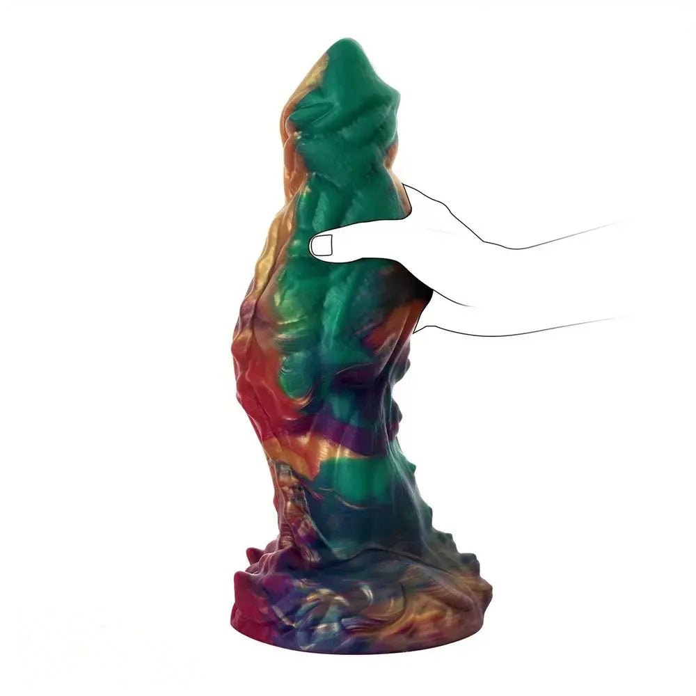 Rainbow Swirl Fantasy Dildo 13in - Silicone Monster Dildo