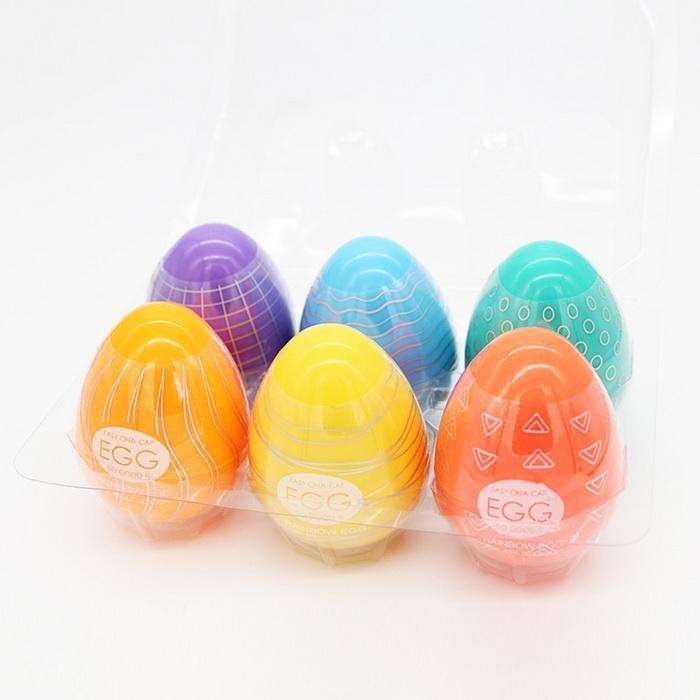 Rainbow Textured Stroker Egg 6-Pack - Male Masturbator Sleeve