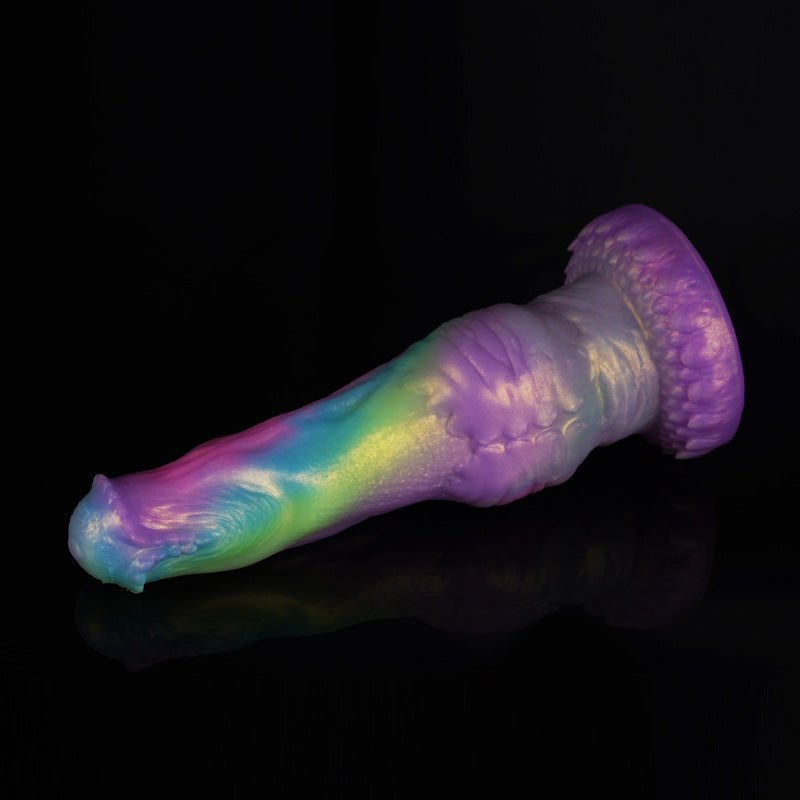 Rainbow Thrusting Heated Suction Dildo - Fantasy Monster Dildo