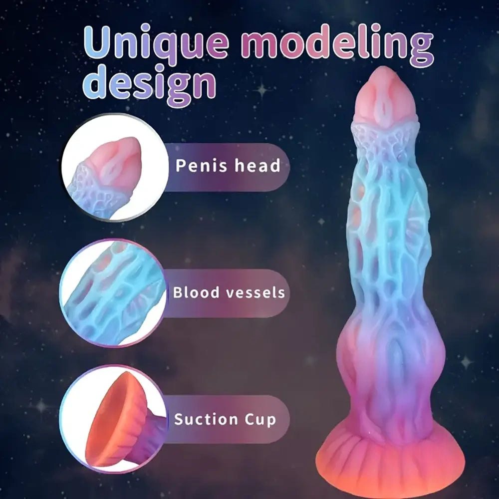 Rainbow Vein Fantasy Silicone Dildo - Dragon Dildo