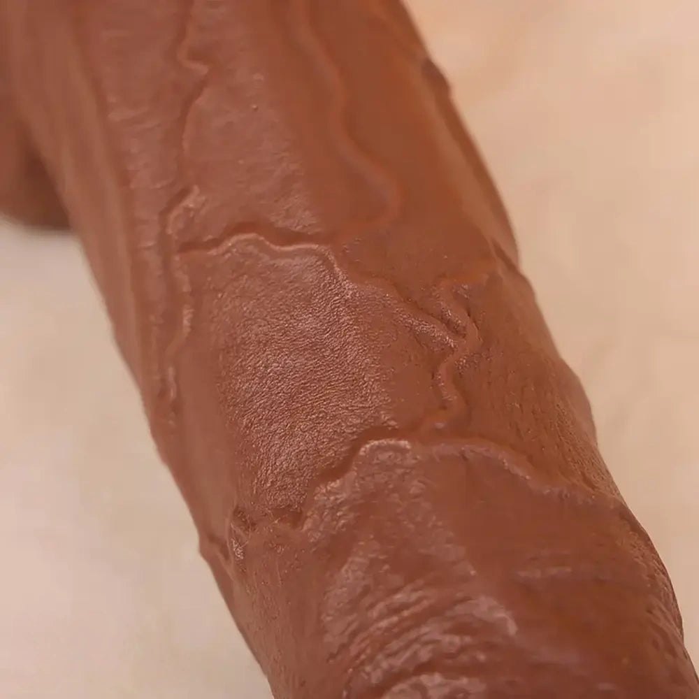Realistic Brown PVC Dildo 13in - Thick Girthy PVC Dildo
