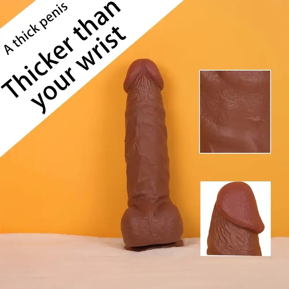 Realistic Brown PVC Dildo 13in - Thick Girthy PVC Dildo