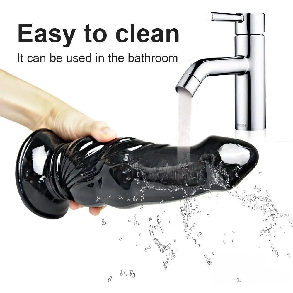 Realistic Dildo Sleeve S/M - Big Black Silicone Dildo