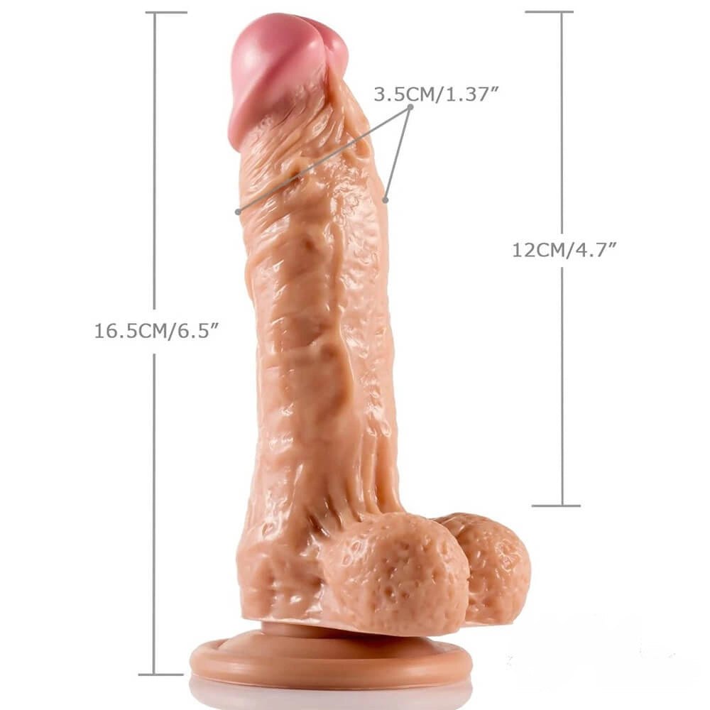 Realistic PVC Suction Cup Dildo 6.5in - Tan Toned Toy