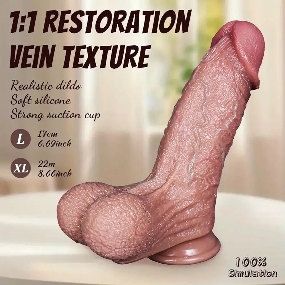 Realistic Silicone Dildo, L/XL Sizes - Big Realistic Dildo