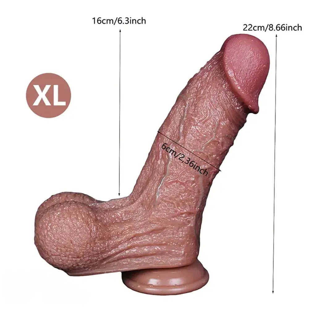 Realistic Silicone Dildo, L/XL Sizes - Big Realistic Dildo