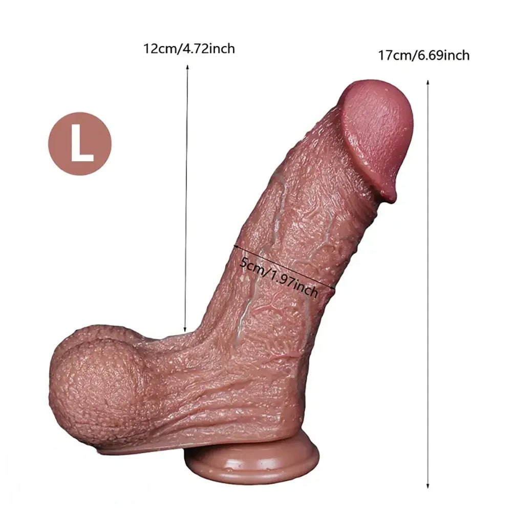 Realistic Silicone Dildo, L/XL Sizes - Big Realistic Dildo