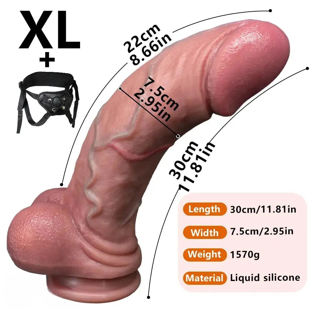 Realistic Silicone Dildo with Harness - Strap-On Compatible Dildo