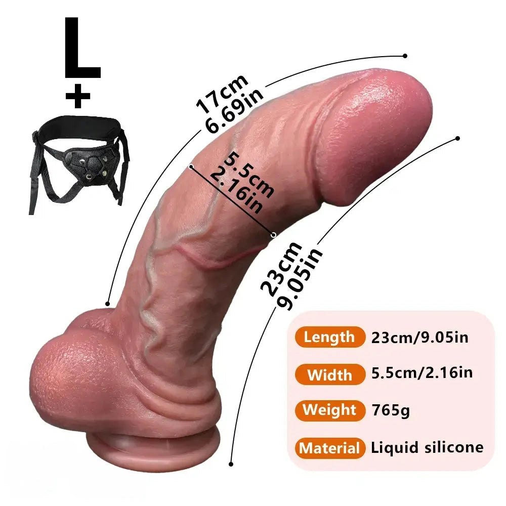 Realistic Silicone Dildo with Harness - Strap-On Compatible Dildo