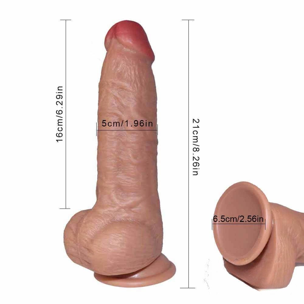 Realistic Skin Suction Cup Dildo - 8.26in Silicone Dildo