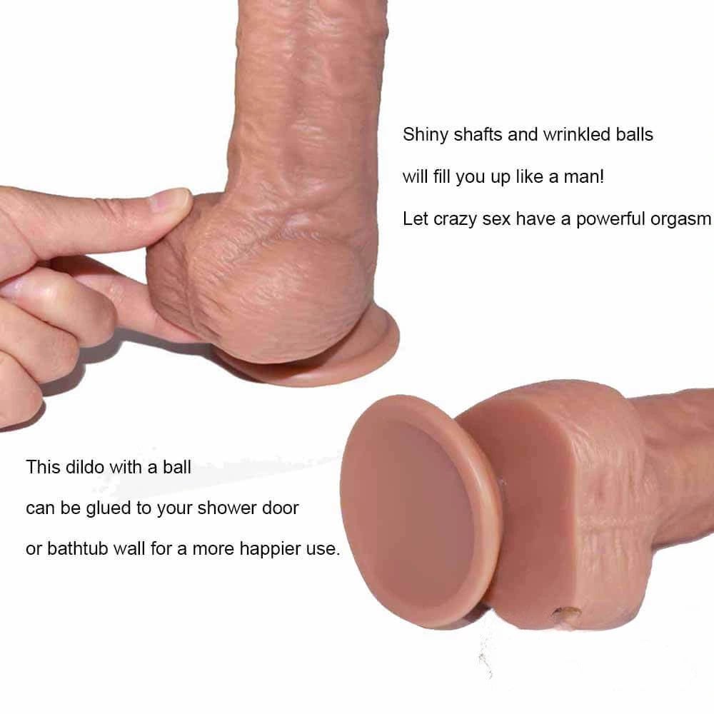 Realistic Skin Suction Cup Dildo - 8.26in Silicone Dildo