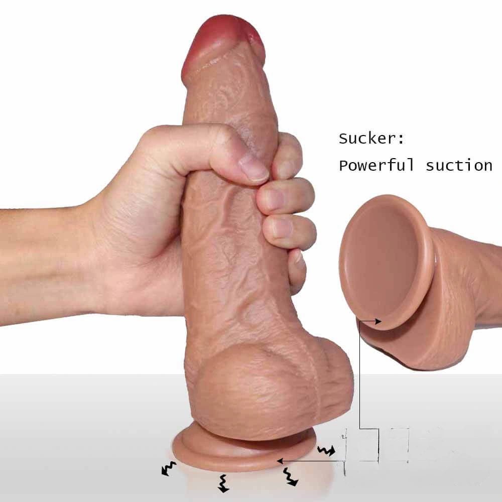 Realistic Skin Suction Cup Dildo - 8.26in Silicone Dildo