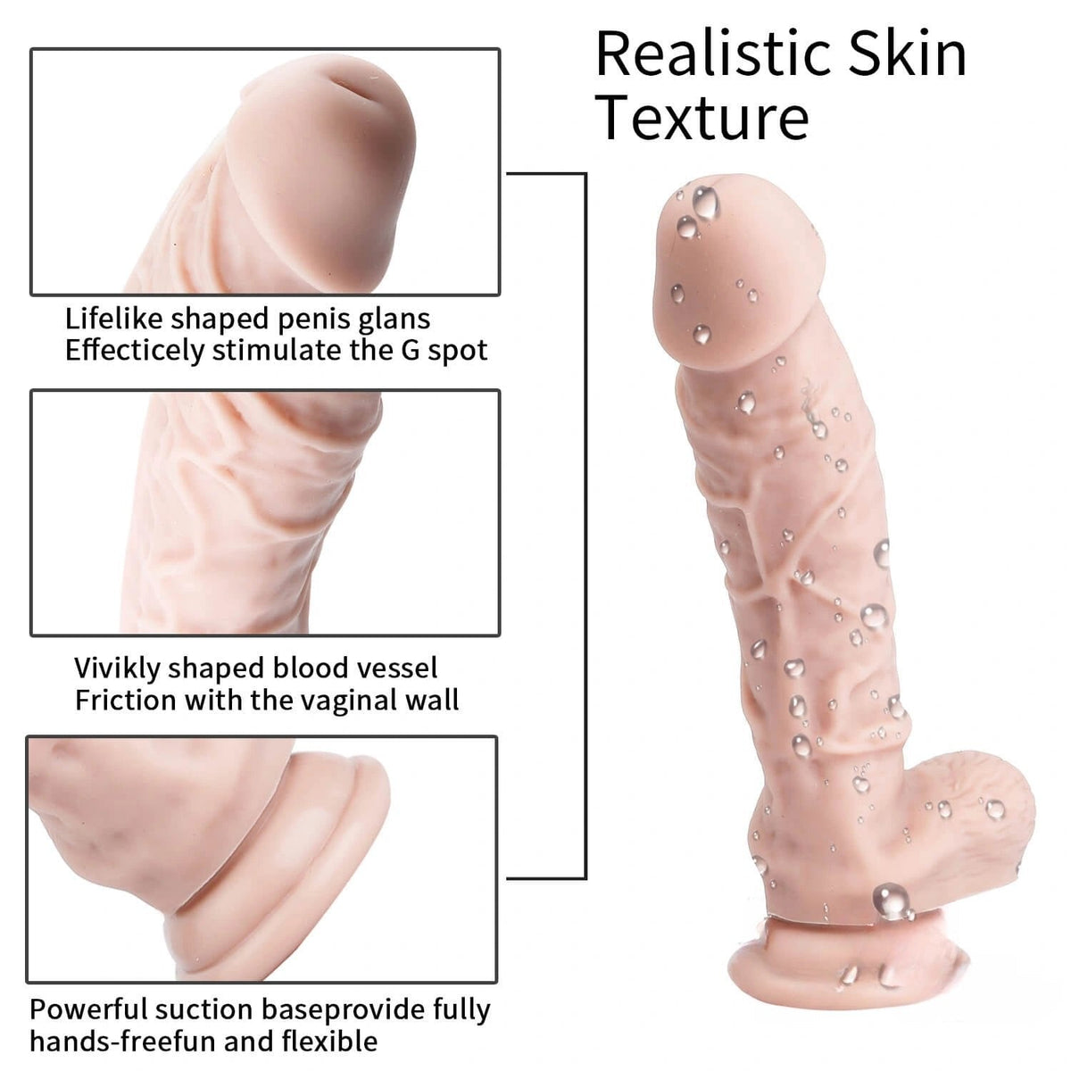 Realistic Suction Cup Dildo 7.87in - Silicone Suction Cup Dildo
