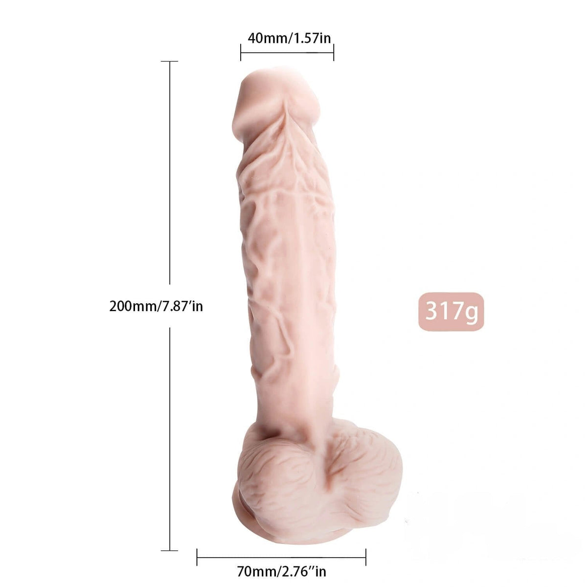Realistic Suction Cup Dildo 7.87in - Silicone Suction Cup Dildo