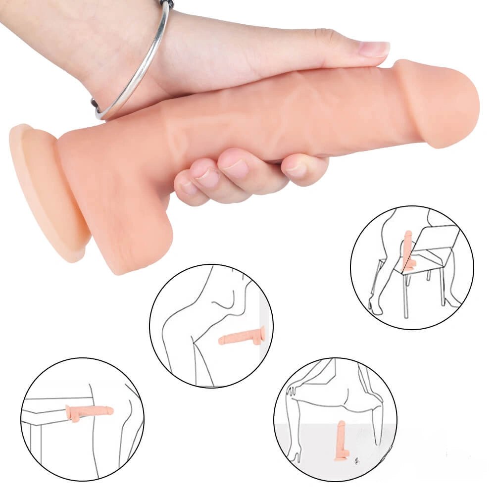 Realistic Suction Cup Dildo 7.5in - Flesh Tone Silicone Toy