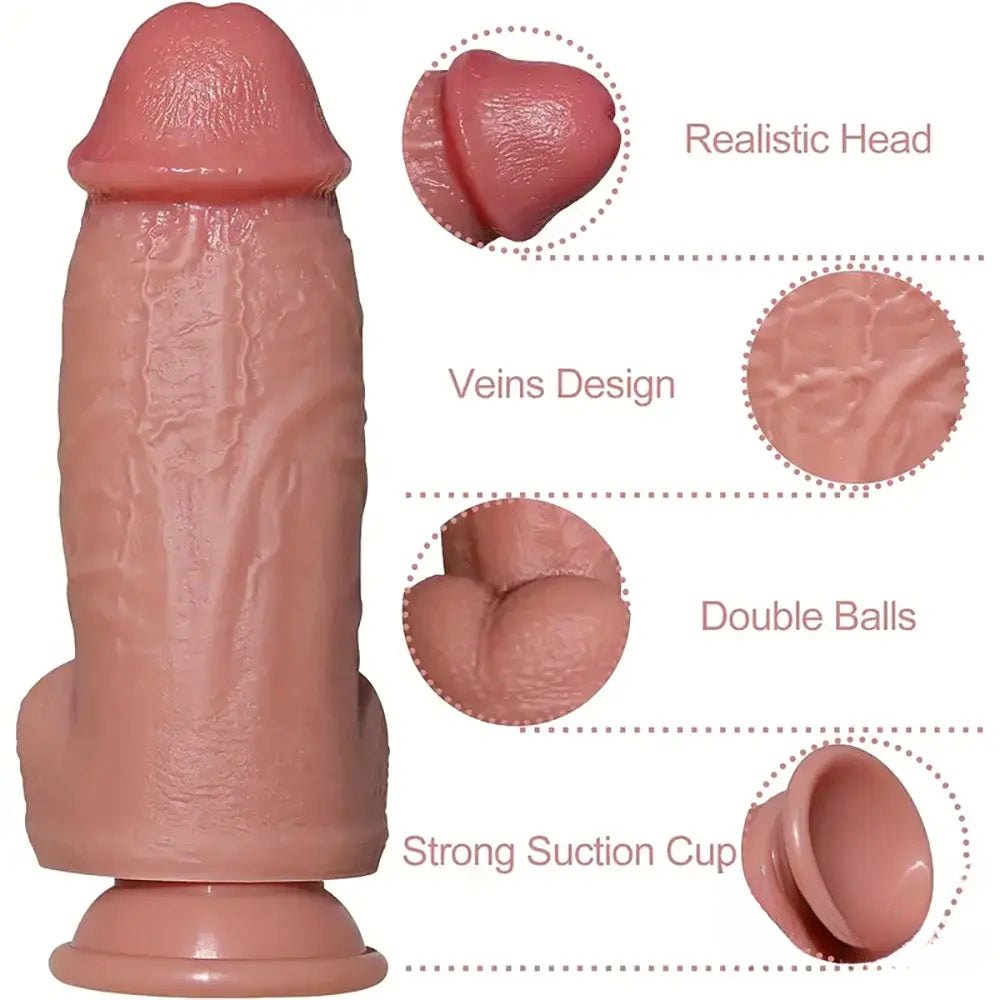 Realistic Veined Dildo with Balls - PVC Realistic Dildo