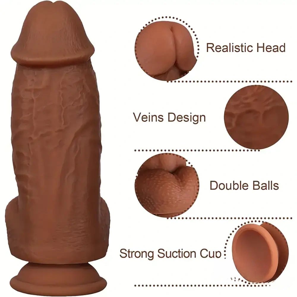 Realistic Veined Dildo with Balls - PVC Realistic Dildo