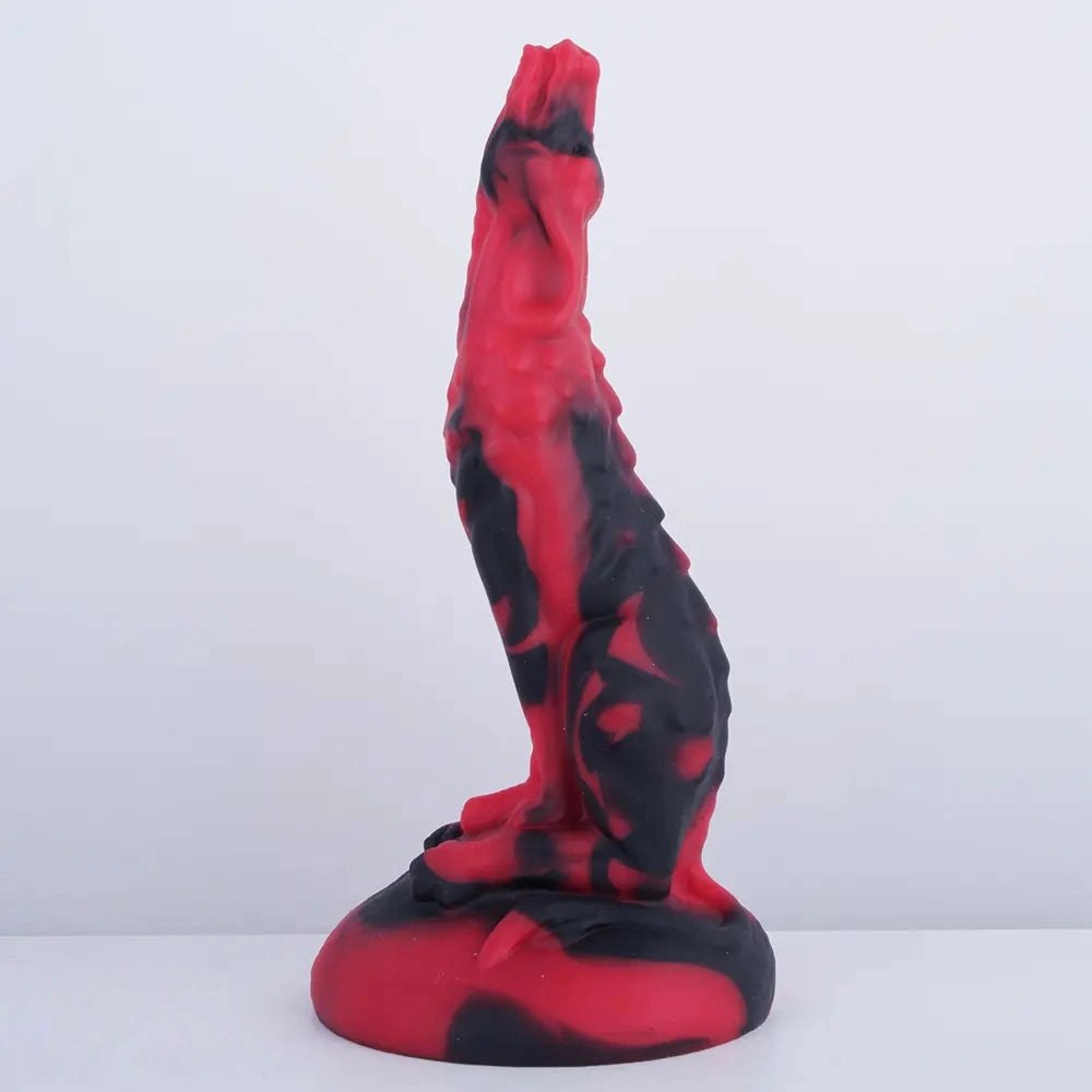 Red Black Fantasy Dildo 7 in - Fantasy Silicone Dildo