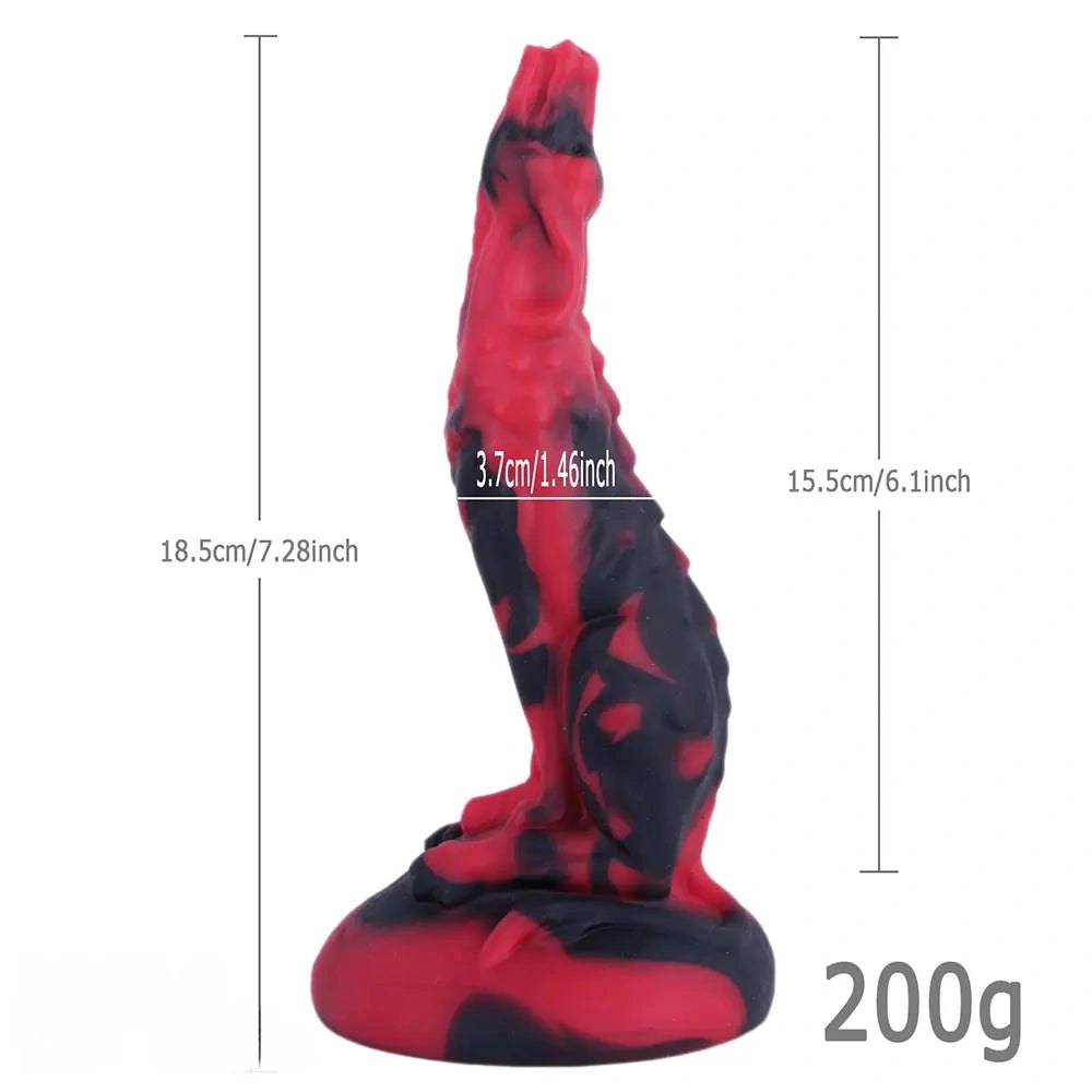 Red Black Fantasy Dildo 7 in - Fantasy Silicone Dildo