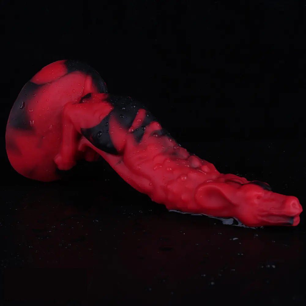 Red Black Fantasy Dildo 7 in - Fantasy Silicone Dildo