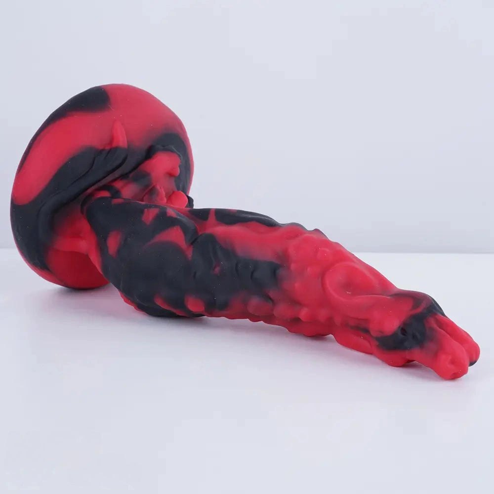 Red Black Fantasy Dildo 7 in - Fantasy Silicone Dildo