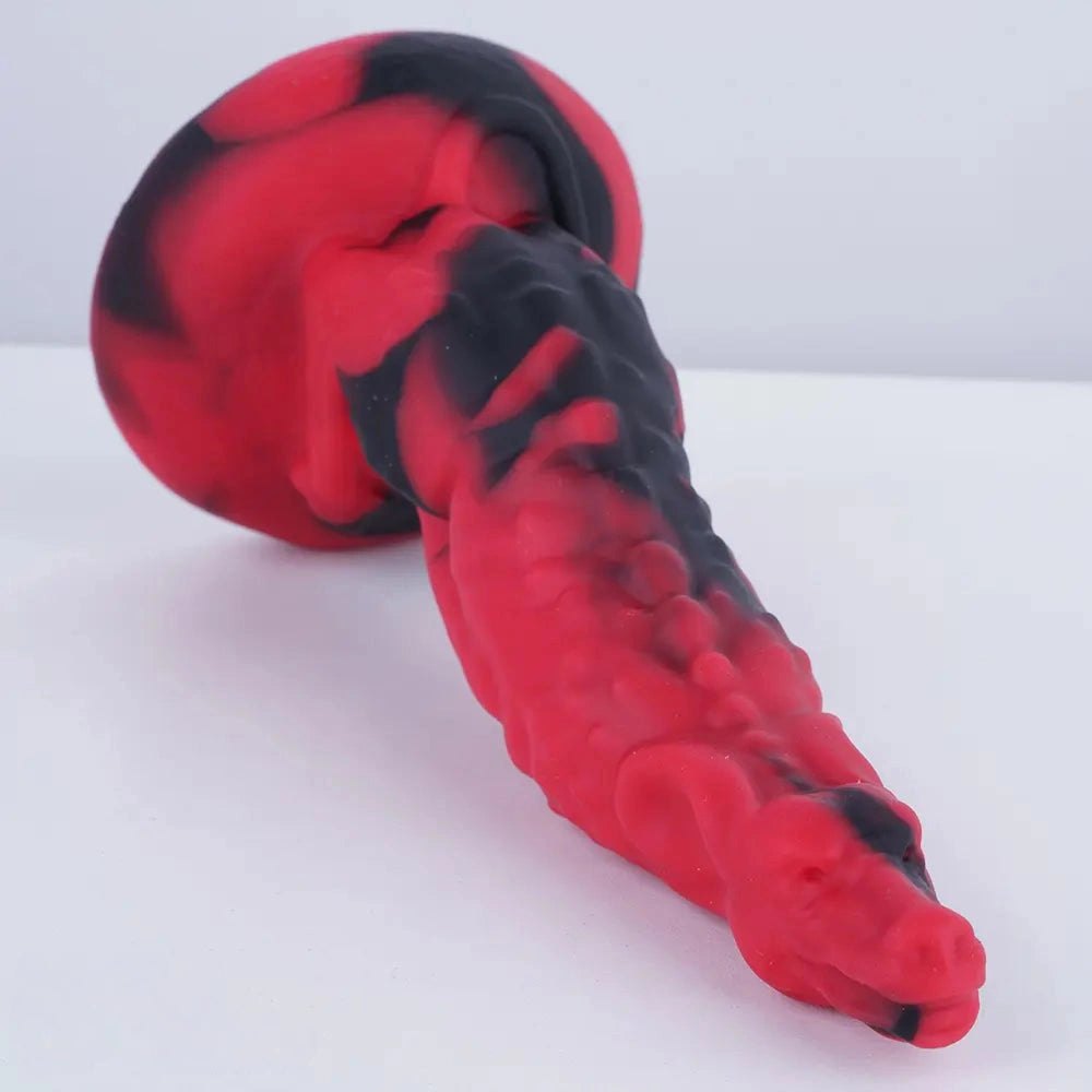 Red Black Fantasy Dildo 7 in - Fantasy Silicone Dildo