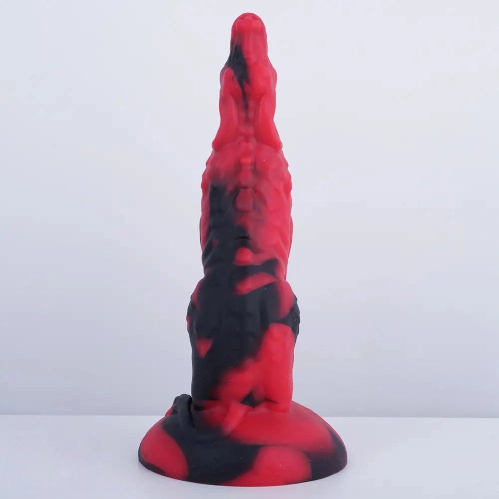 Red Black Fantasy Dildo 7 in - Fantasy Silicone Dildo