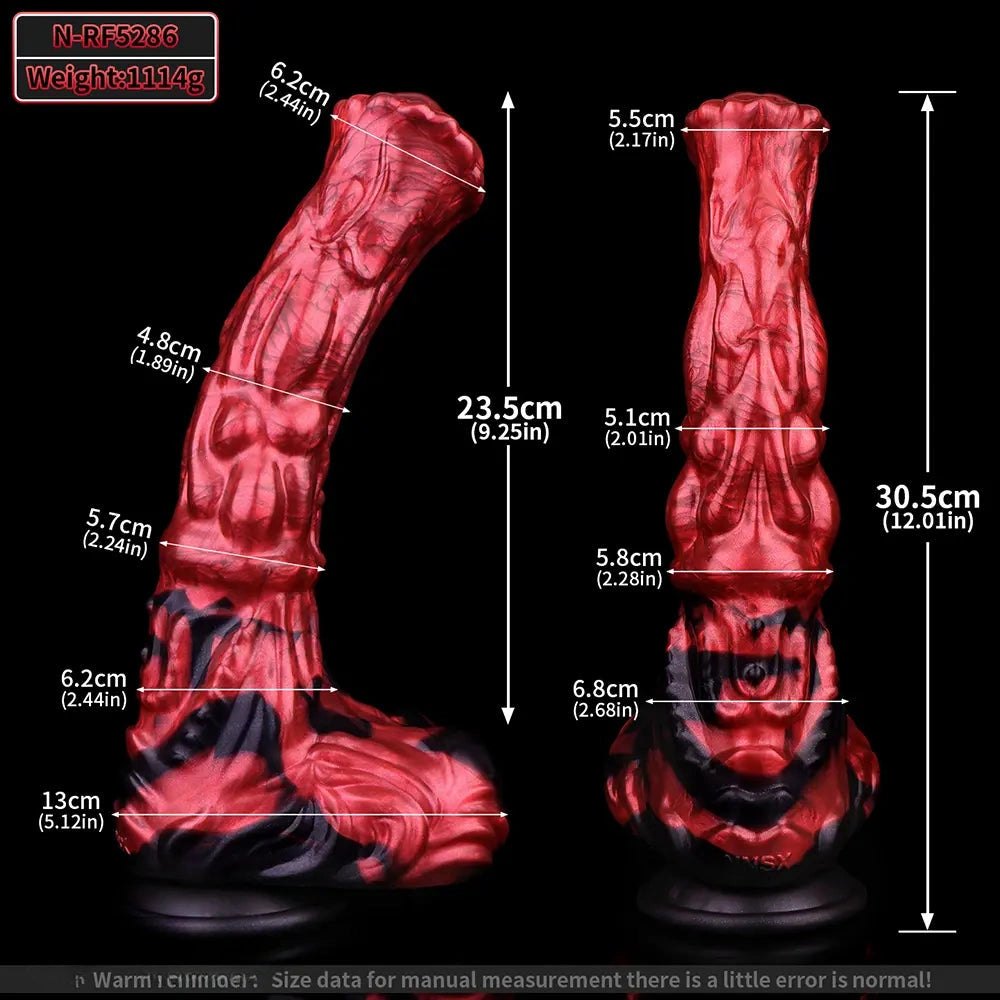 Red Black Horse-Style Dildo - Silicone Animal-Style Dildo
