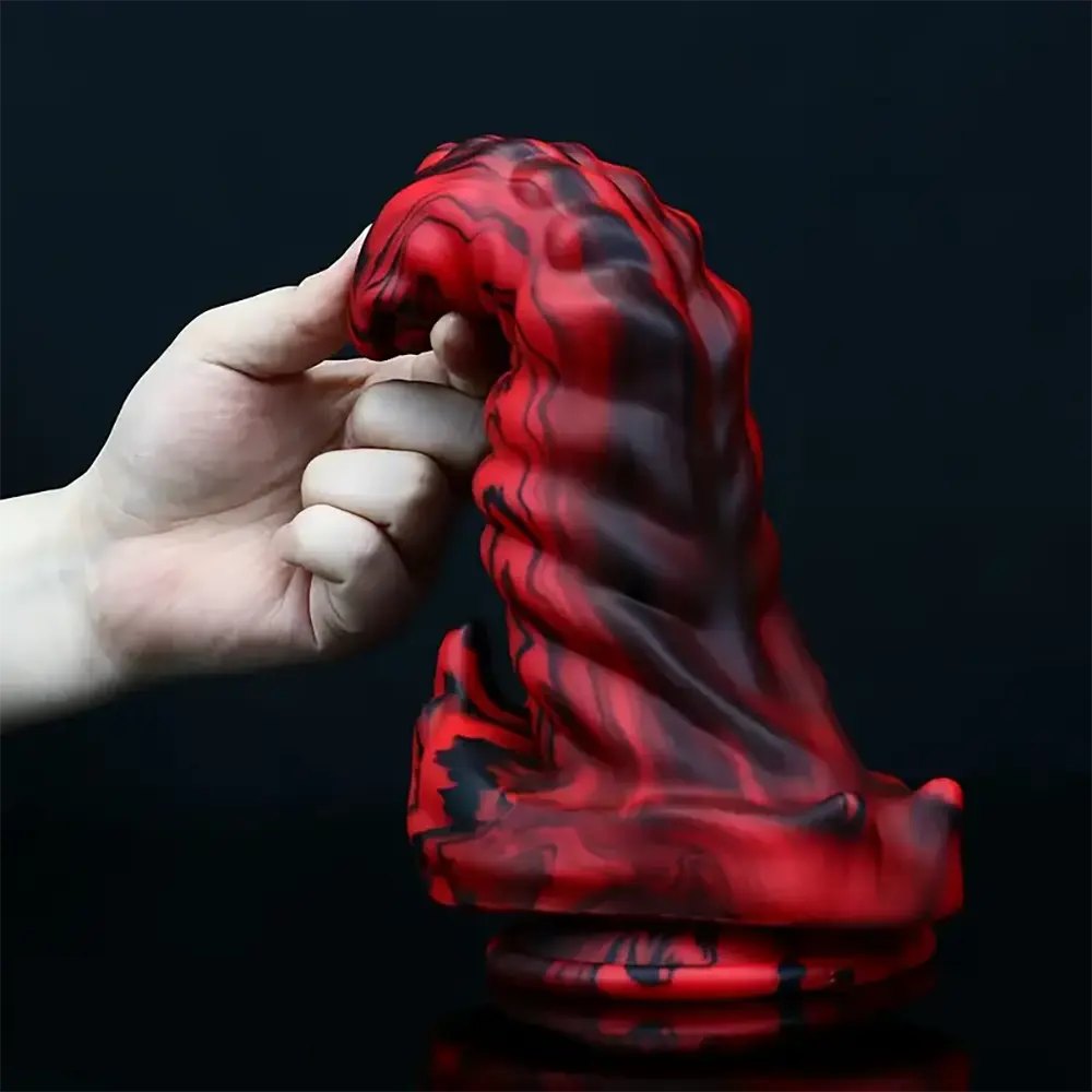 Red Black Monster Dildo 9in - Silicone Fantasy Dildo