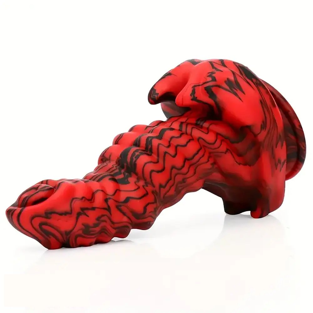 Red Black Monster Dildo 9in - Silicone Fantasy Dildo