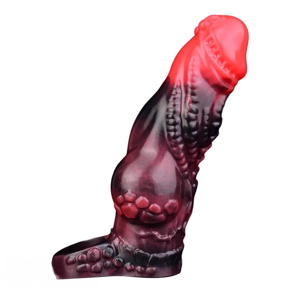Red Fantasy Cock Sleeve Ring - Hollow Silicone Extender