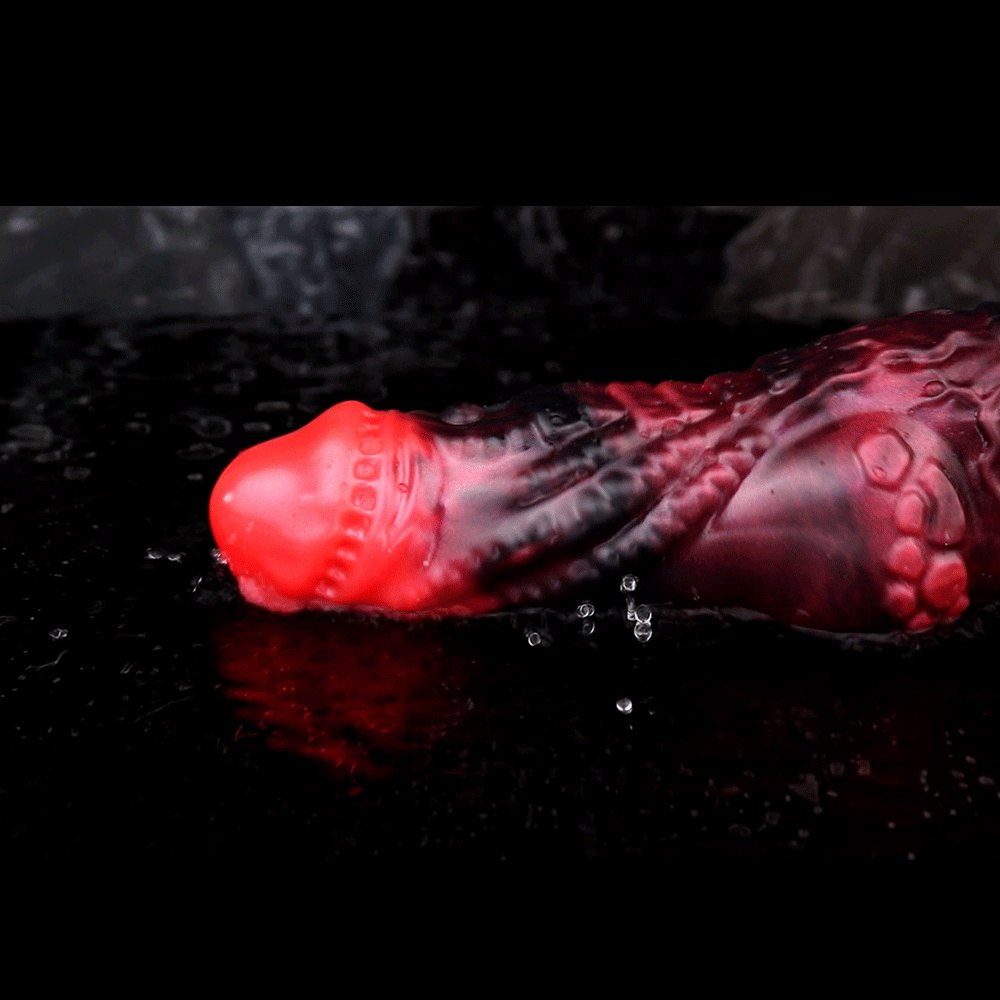 Red Fantasy Cock Sleeve Ring - Hollow Silicone Extender