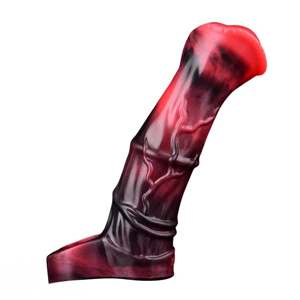 Red Hollow Vibrating Dildo - Two-Size Silicone Sleeve