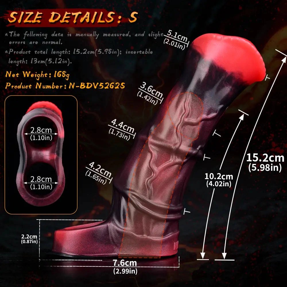 Red Hollow Vibrating Dildo - Two-Size Silicone Sleeve