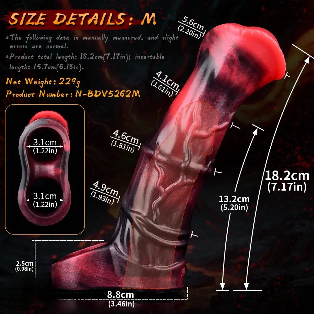 Red Hollow Vibrating Dildo - Two-Size Silicone Sleeve