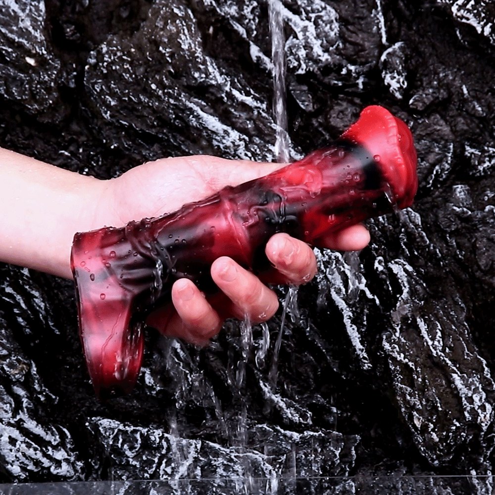 Red Hollow Vibrating Dildo - Two-Size Silicone Sleeve