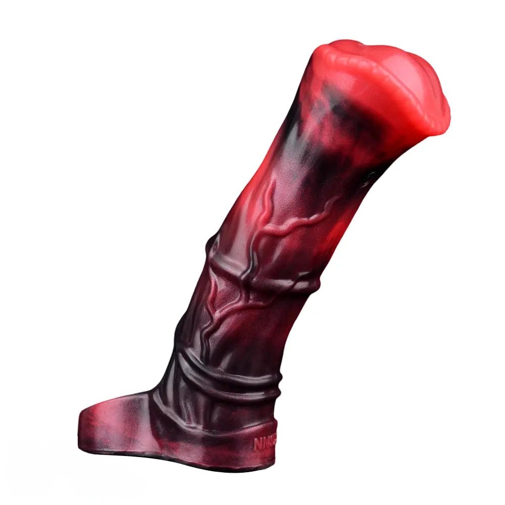 Red Hollow Vibrating Dildo - Two-Size Silicone Sleeve