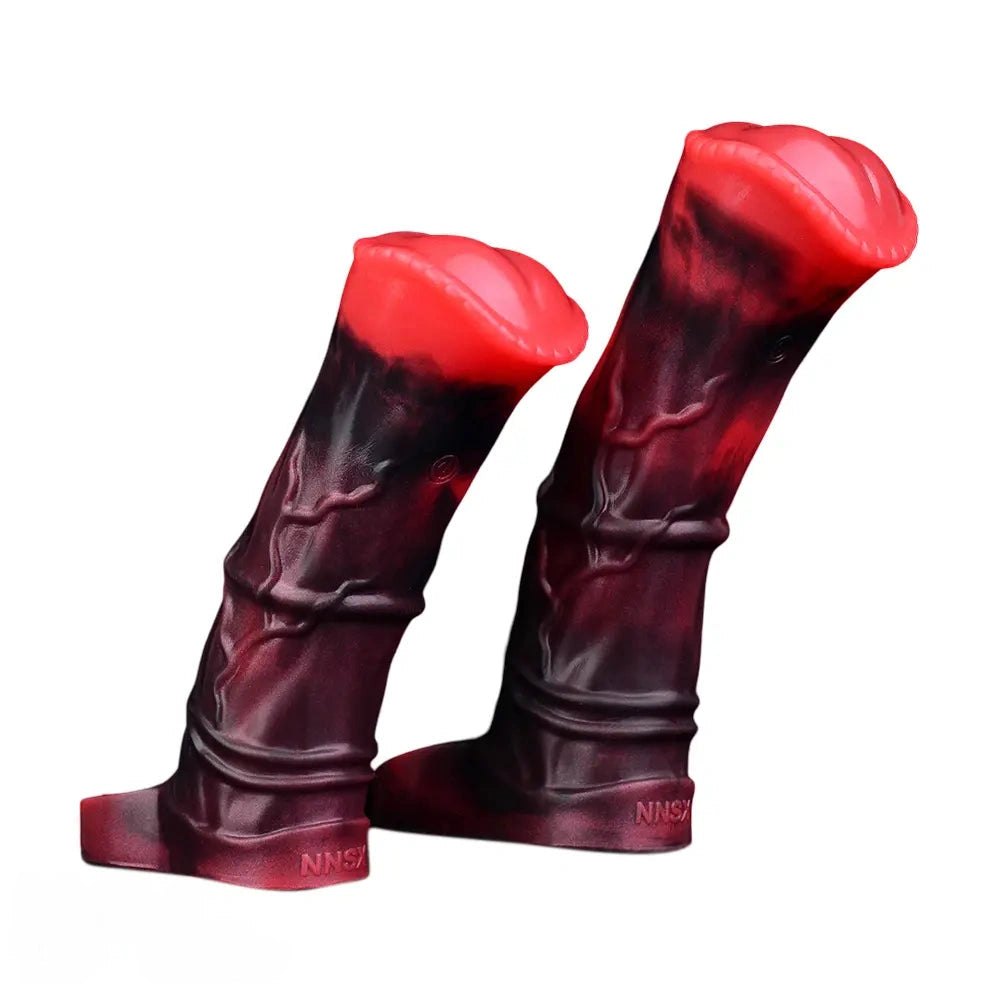 Red Hollow Vibrating Dildo - Two-Size Silicone Sleeve