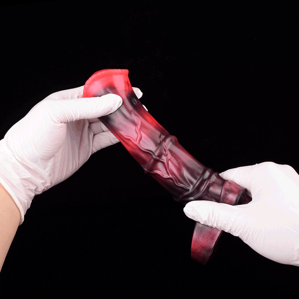 Red Hollow Vibrating Dildo - Two-Size Silicone Sleeve